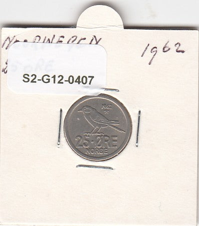 S2-G12-0407 Norway 25 Ore VF 1962 KM407