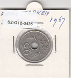 S2-G12-0435 Denmark  25 Ore VF 1967 KM855
