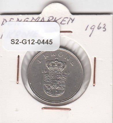 S2-G12-0445 Denmark  1 Krone VF 1963 KM851
