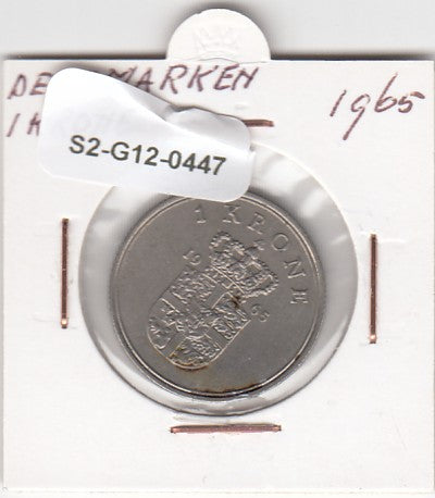S2-G12-0447 Denmark  1 Krone VF 1965 KM851