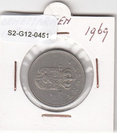 S2-G12-0451 Denmark  1 Krone VF 1969 KM851