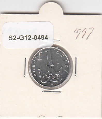 S2-G12-0494 Czech Republic 1 Korun XF 1997 KM7 b