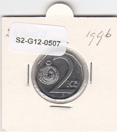 S2-G12-0507 Czech Republic 2 Koruny XF 1996 KM9 b