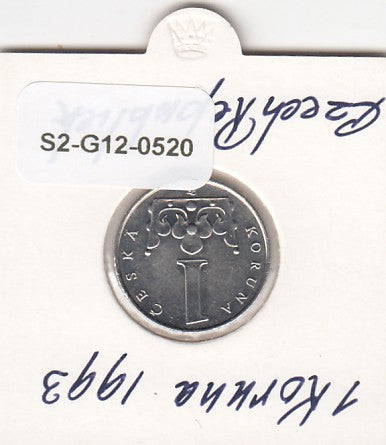 S2-G12-0520 Tsjechië 1 Koruna Zeer Fraai 1993 KM7 L