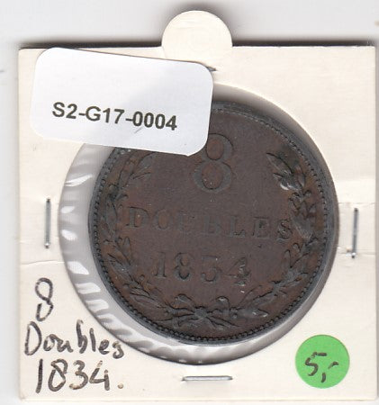 S2-G17-0004 Guernsey 8 Doubles FI/VF 1834 KM3
