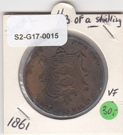 S2-G17-0015 Jersey 1/13 Shilling VF+ 1861 KM3