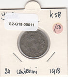 S2-G18-0011 Italy 20 Centesimi VF 1918 KM58 smooth