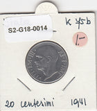 S2-G18-0014 Italy 20 Centesimi VF  1941 KM75b