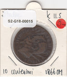 S2-G18-0015 Italy 10 Centesimi VF  1866 KM11 OM
