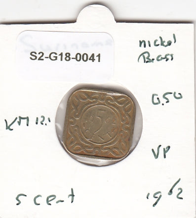 S2-G18-0041 Suriname 5 Cent Zf 1962 KM12.1