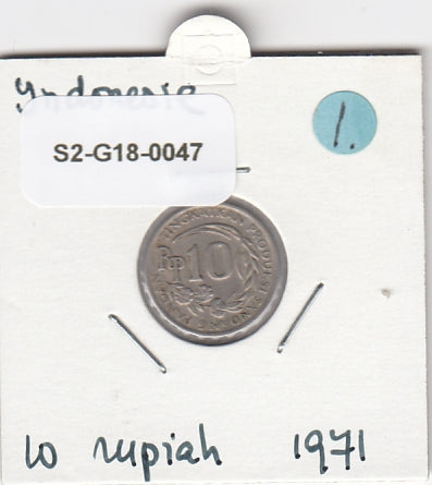 S2-G18-0047 Indonesia 10 Rupiah VF 1971 KM33