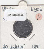 S2-G18-0054 Italy 20 Centesimi VF 1941 KM75b XIX MAGN-Reeded