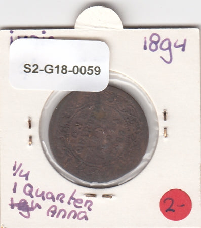 S2-G18-0059 India 1/4 Anna FI- 1894 KM486   Impress