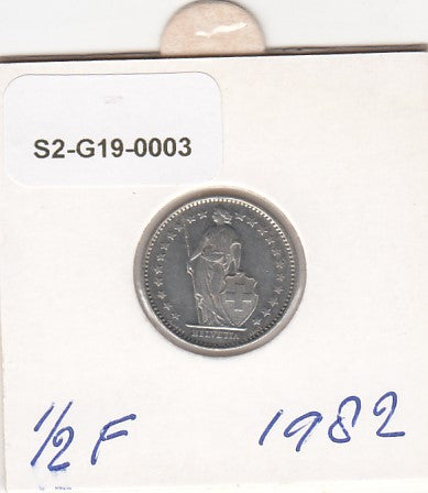 S2-G19-0003 Switzerland 1/2 Franc VF 1982 KM3a