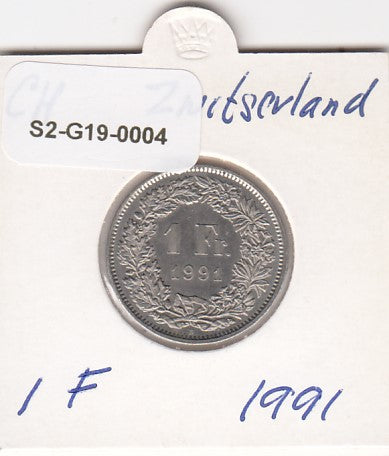 S2-G19-0004 Switzerland 1 Franc XF 1991 KM24a B