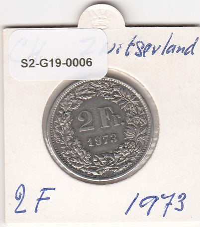 S2-G19-0006 Switzerland 2 Franc VF- 1973 KM24a