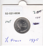 S2-G21-0036 Monaco 1/2 Franc UNC 1975 KM145