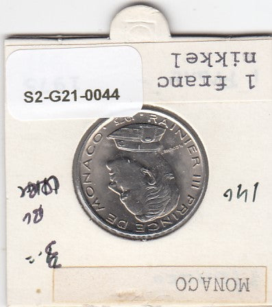 S2-G21-0044 Monaco 1 Franc UNC 1975 KM140