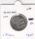S2-G21-0047 Monaco 1 Franc UNC 1978 KM140