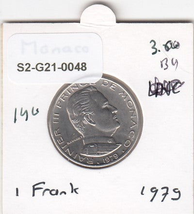 S2-G21-0048 Monaco 1 Franc UNC 1979 KM140