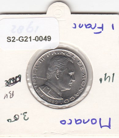 S2-G21-0049 Monaco 1 Franc UNC 1982 KM140