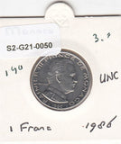 S2-G21-0050 Monaco 1 Franc UNC 1986 KM140