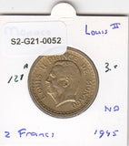 S2-G21-0052 Monaco 2 Franc UNC 1945 KM121a