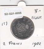 S2-G21-0055 Monaco 2 Franc UNC 1982 KM157