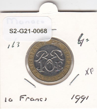 S2-G21-0068 Monaco 10 Franc VF 1991 KM163