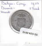 S2-G24-0010 België Congo 5 Franken VF 1956 KM3
