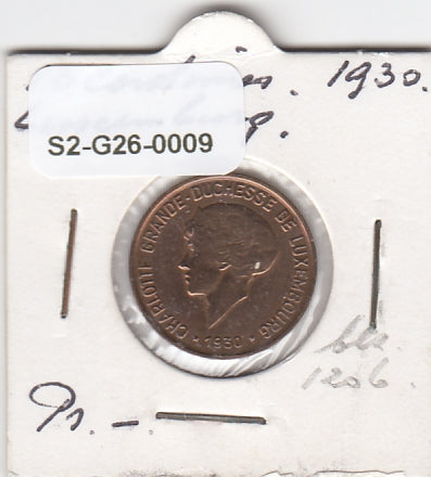 S2-G26-0009 Luxembourg 10 Centimes VF 1930 KM41