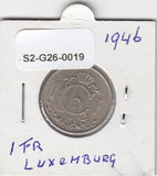 S2-G26-0019 Luxembourg 1 Franc VF+ 1946 KM46.1