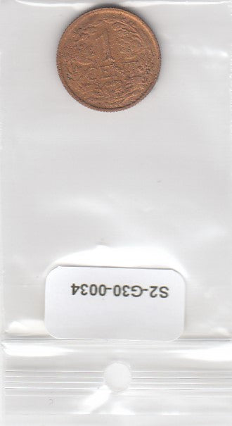 S2-G30-0034 Netherlands 1 Cent VG 1919 KM152