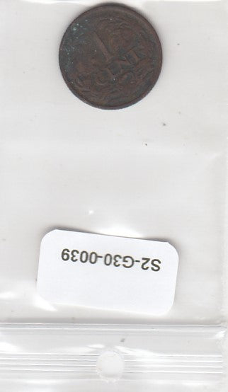 S2-G30-0039 Netherlands 1 Cent VG 1925 KM152