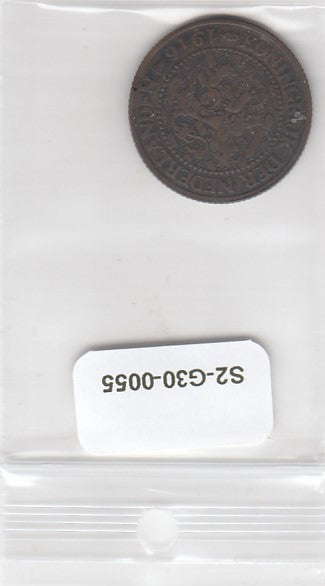 S2-G30-0055 Netherlands 2 1/2 cent PO 1916 KM150
