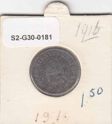 S2-G30-0181 Hungary 20 Filler FI/VF 1916 KM498