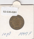 S2-G30-0281 Germany  10 Pfennig VF 1949 KM103 F BDL