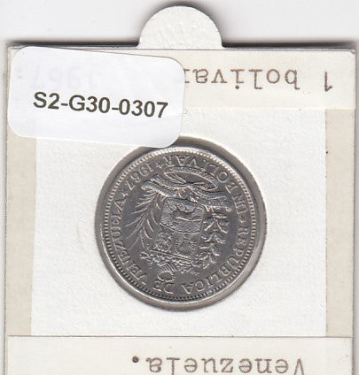 S2-G30-0307 Venezuela 1 Bolivar VF 1967 Y42