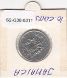 S2-G30-0311 jamaica 10 Cents VF 1972 KM47