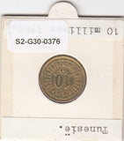S2-G30-0376 Tunisia 10 Millimes VF 1960 KM306