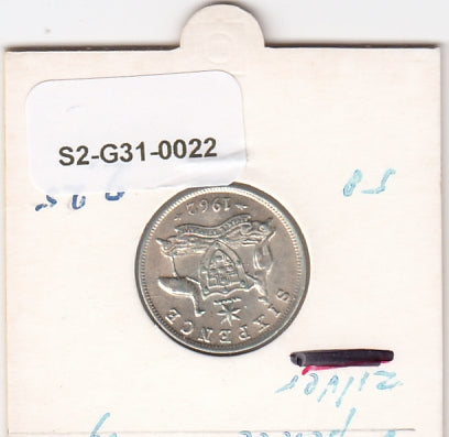S2-G31-0022 Australia 6 Pence XF 1962 KM58   ZILVER