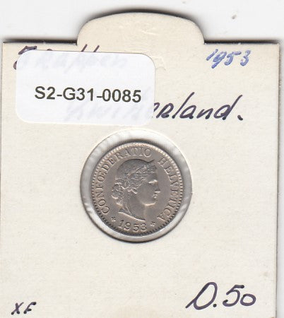 S2-G31-0085 Switzerland 5 Rappen VF 1953 KM26