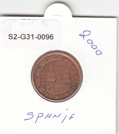 S2-G31-0096 Spain  5 Cent VF 2000 KM1042