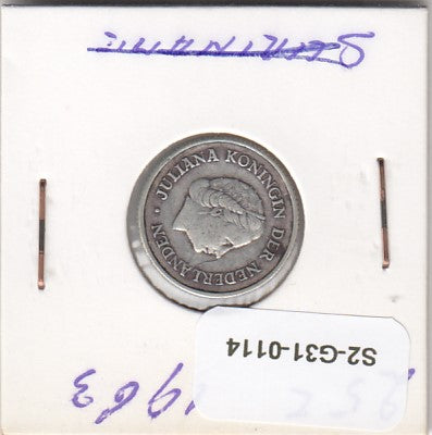 S2-G31-0114 Antilles 1/4 Gulden VF 1963 KM4   Zilver