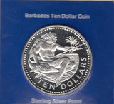S2-G32-0023 Barbados 10 Dollars PROOF 1976 KM26a FM ZILVER
