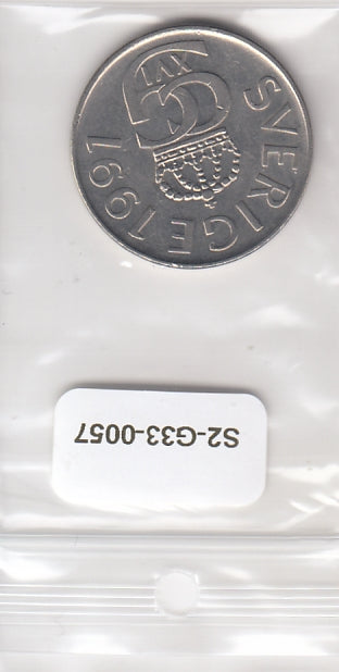 S2-G33-0057 Zweden 5 Kronen VF/XF 1991 KM853 D