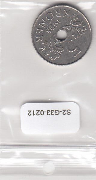 S2-G33-0212 Noorwegen 5 Kroner Z.F.+ 1999 KM463