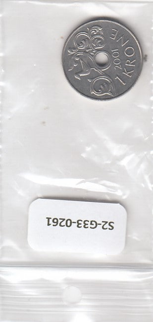 S2-G33-0261-M12 Norway 1 Krone VF+ 2001 KM462