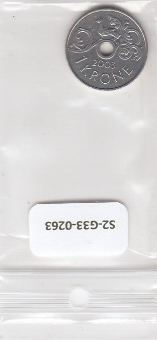 S2-G33-0264-M13 Norway 1 Krone VF+ 2004 KM462