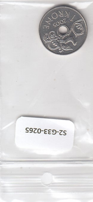 S2-G33-0265-M10 Norway 1 Krone VF+ 2005 KM462